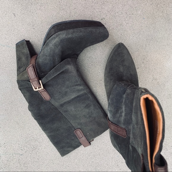 Earthies Lintz gray suede leather stacked heel boot women’s 9.5 - Picture 4 of 7